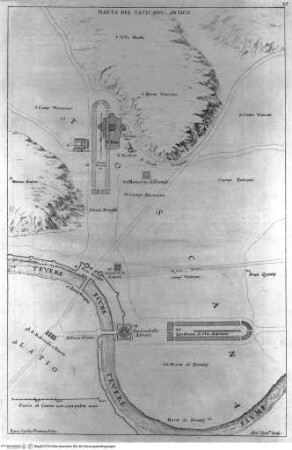 Templum vaticanum et ipsius origo - p. 15: pianta ricostruita di Roma antica zona del Vaticano