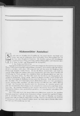 Kückenmühler Anstalten !