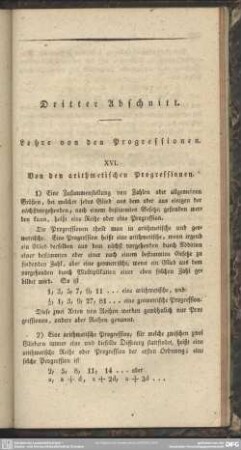 Dritter Abschnitt. Lehre von den Progressionen