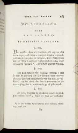 XLVI. Afdeeling. Over het Baaren, en deszelfs Gevolgen