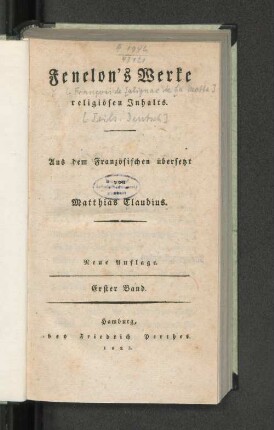 Bd. 1: Fenelon's Werke religiösen Inhalts