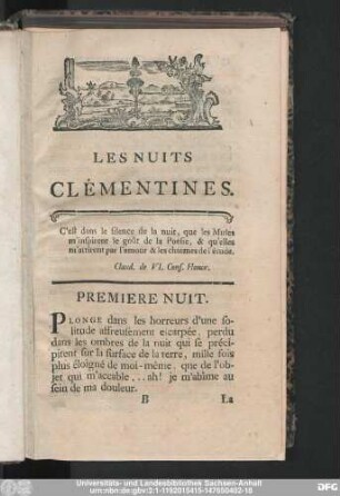 Les Nuits Clémentines. Premiere Nuit.