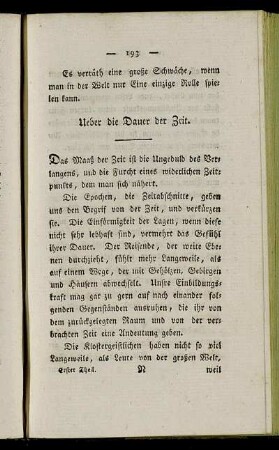 Ueber die Dauer die Zeit.