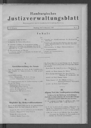 I. Geschäftsverteilung des Senats