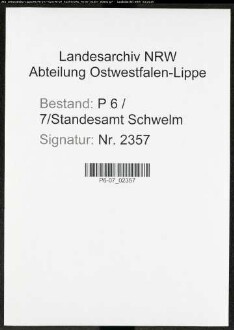 Sterberegister Standesamt Schwelm