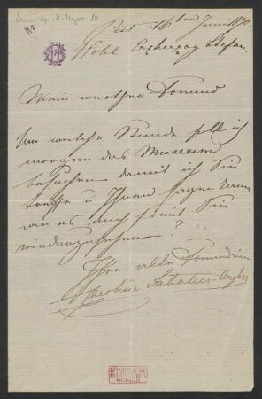 Brief an Unbekannt : 16.06.1870