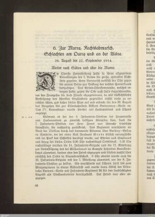6. Zur Marne, Rechtsabmarsch, Schlachten am Ourcq und an der Aisne