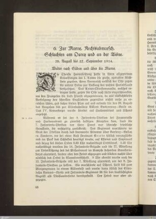 6. Zur Marne, Rechtsabmarsch, Schlachten am Ourcq und an der Aisne