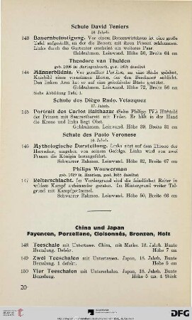 China und Japan Fayencen, Porzellane, Cloisonnés, Bronzen, Holz (Nr. 148-220)