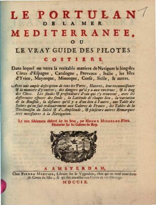 Le portulan de la mer Méditerranée ...