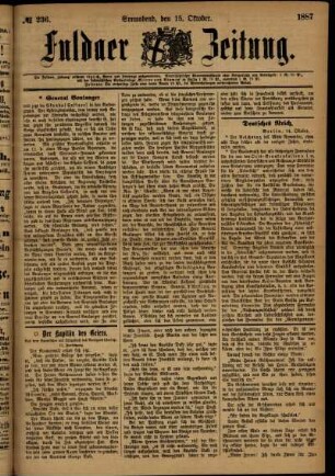 Ausgabe vom Samstag, den 15. Oktober 1887.