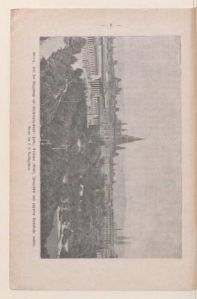 Wien. Teil der Ringstraße mit Reichsratgebäude (links), Rathaus (Mitte), Universität und dahinter Votivkirche (rechts) Vorne der k. k. Volksgarten