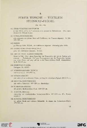B. Perser Teppiche- Textilien Steinway- Flügel (Nr. 140-166)