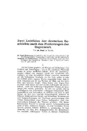 Zwei Leitfäden der deutschen Geschichte nach den Fordnungen der Gegenwart