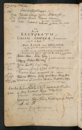 Winterhalbjahr 1689/1690. Rektorat Johann Andreas Frommann und (Prorektor) Michael Müller