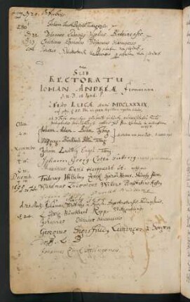 Winterhalbjahr 1689/1690. Rektorat Johann Andreas Frommann und (Prorektor) Michael Müller