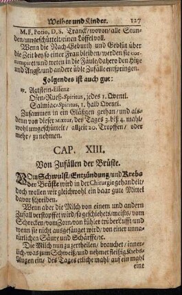 Cap. XIII. Von Zufällen der Brüste.