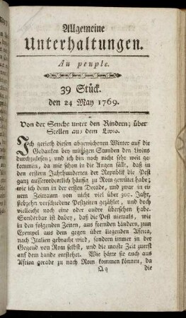 39 Stück. d. 24. May 1769.