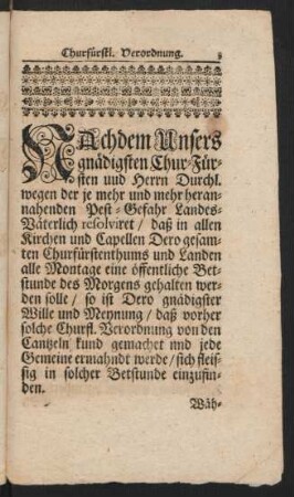 Churfürstl. Verordnung.