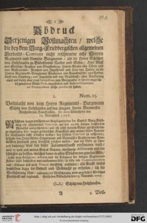 Abdruck Derjenigen Vollmachten [...]