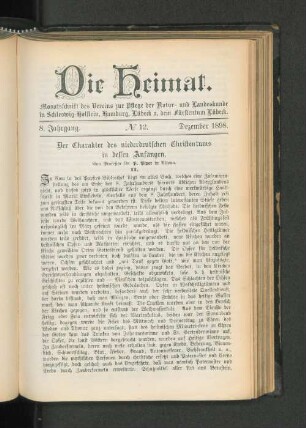 8. Jahrgang. No. 12. Dezember 1898.