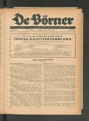 16. Jahrgang, Hamburg-Langenhorn, März 1951, Nummer 3