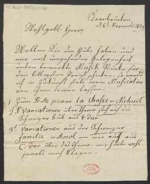 Brief an B. Schott's Söhne : 06.11.1824