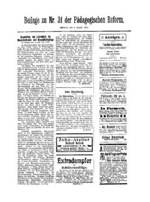 Ausstellung von Lehrmitteln für Menschenkunde und Gesundheitspflege : Beilage zu Nr. 31 der Pädagogischen Reform
