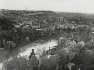 Stadtansicht. Blick vom Wachberg über die Zschopau