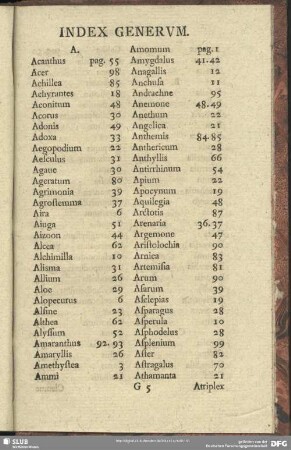 Index Generum