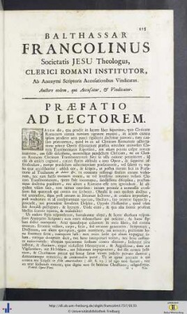 Balthassar Francolinus ... ab anonymi scriptoris accusationibus vindicatus ...
