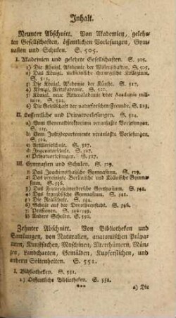Beschreibung der Königlichen Residenzstädte Berlin und Potsdam und aller daselbst befindlicher Merkwürdigkeiten : Nebst Anzeige der jetztlebenden Gelehrten, Künstler und Musiker, und einer historischen Nachricht von allen Künstlern, welche vom dreyzehnten Jahrhunderte an, bis jetzt, in Berlin gelebt haben, oder deren Kunstwerke daselbst befindlich sind, 1