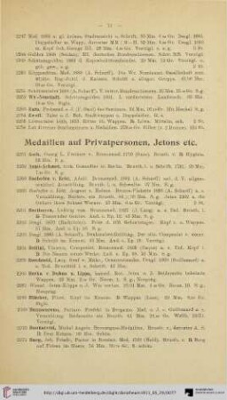 Medaillen auf Privatpersonen, Jetons etc. (Nr. 2257-2337)