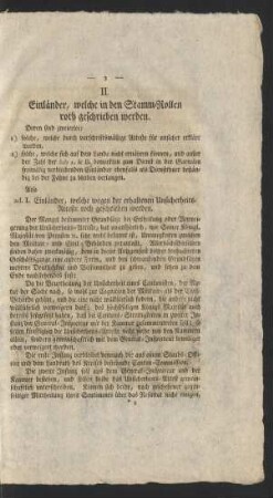 II. Einländer, welche in den Stamm-Rollen roth geschrieben werden