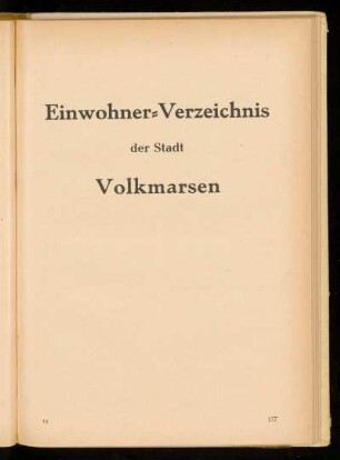Einwohner=Verzeichnis der Stadt Volkmarsen