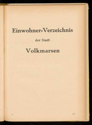 Einwohner=Verzeichnis der Stadt Volkmarsen
