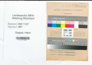 Entnazifizierung Hans Goguel , geb. 29.11.1900 (Angestellter)