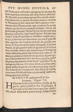 Mundum miserum esse & sceleratum. Caput VII.