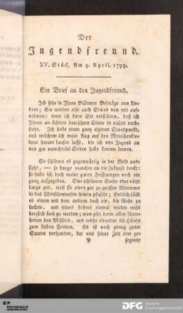 XV. Stück. Am 9. April. 1799.