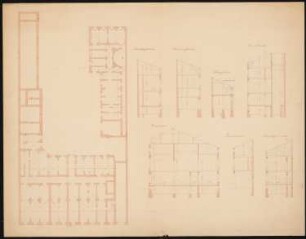 Palais Arnim, Berlin: Schnitte, Grundriss Souterrain