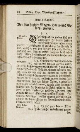 Das 5. Capitel. Von den hitzigen Magen-Darm und Gekröß-Fiebern.