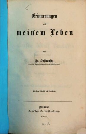 Erinnerungen aus meinem Leben : Mit d. Bildnisse d. Verf