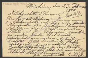 Brief an B. Schott's Söhne : 23.02.1908