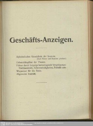 Anzeigen; Theaterpläne