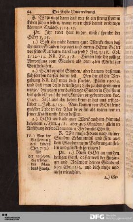 IV.) Von der Besserung des Lebens Als der nothwendig erfolgenden Glaubens-Frucht.