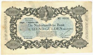 Geldschein, 1.000 Gulden, 1.8.1914