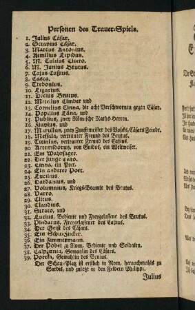 Personen des Trauer-Spiels.
