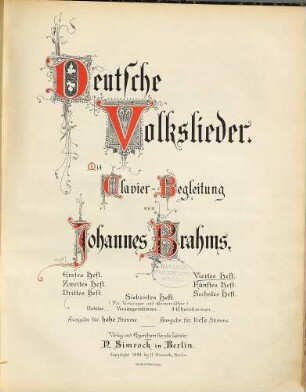 Deutsche Volkslieder : mit Clavier-Begl., 4. Heft
