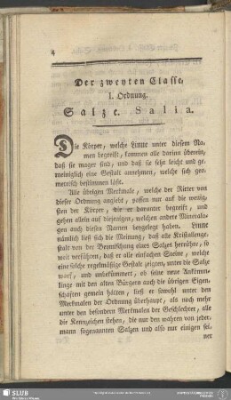 Der zweyten Classe I. Ordnung. Salze. Salia