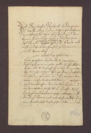 Schuldverschreibung des Christoph Gerlach zu Staufenberg über 30 fl. an das gemeine Almosen zu Baden-Baden
